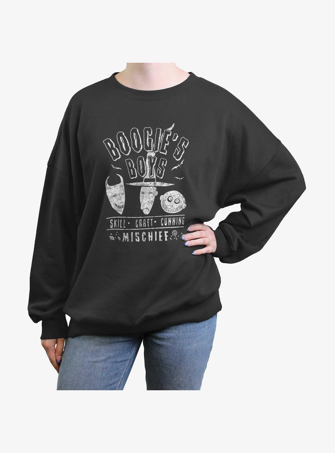 Disney The Nightmare Before Christmas Boogie's Boys Womens Oversized Sweatshirt, CHARCOAL, hi-res