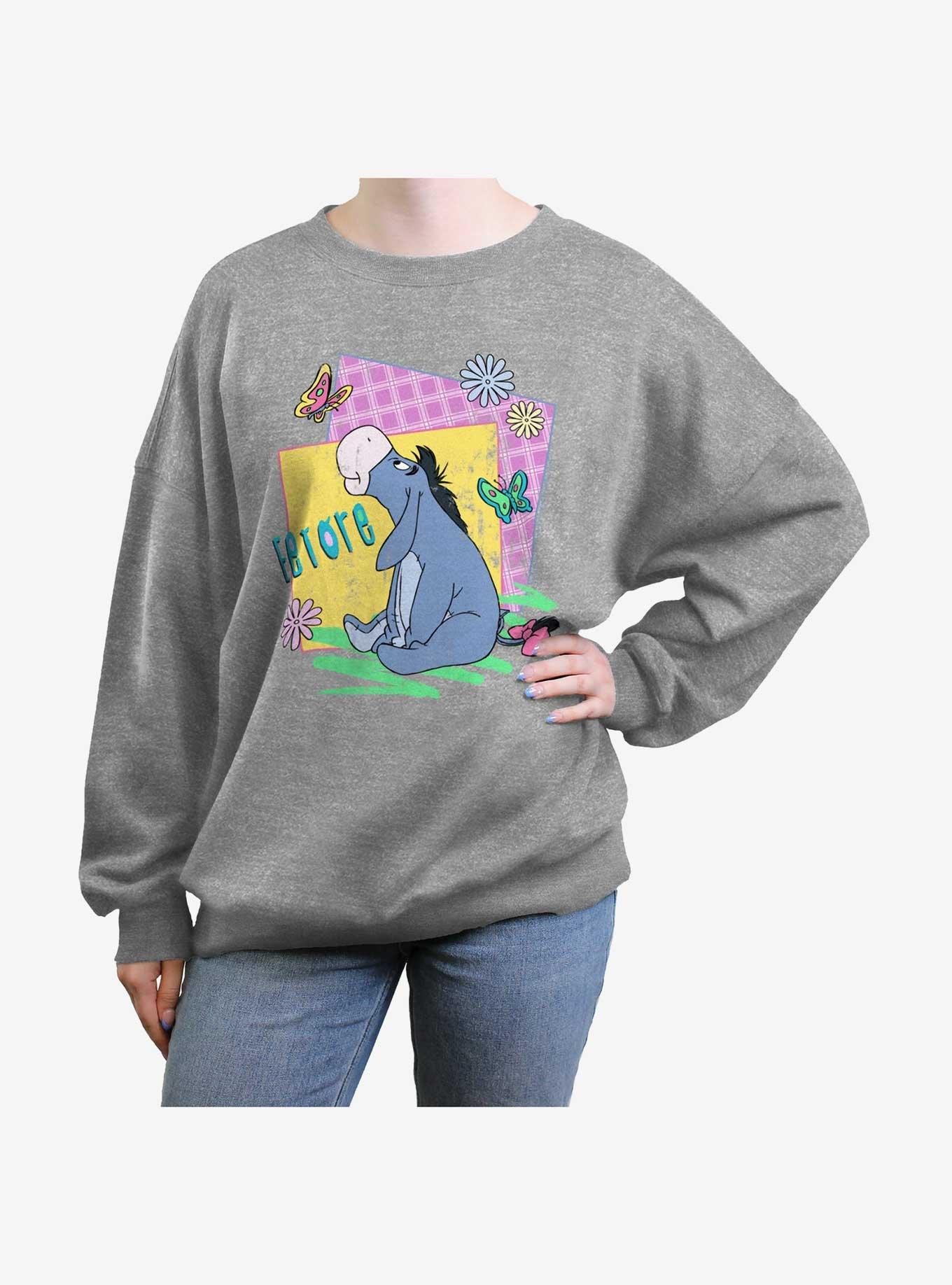 Disney Winnie The Pooh 90's Eeyore Womens Oversized Sweatshirt, HEATHER GR, hi-res