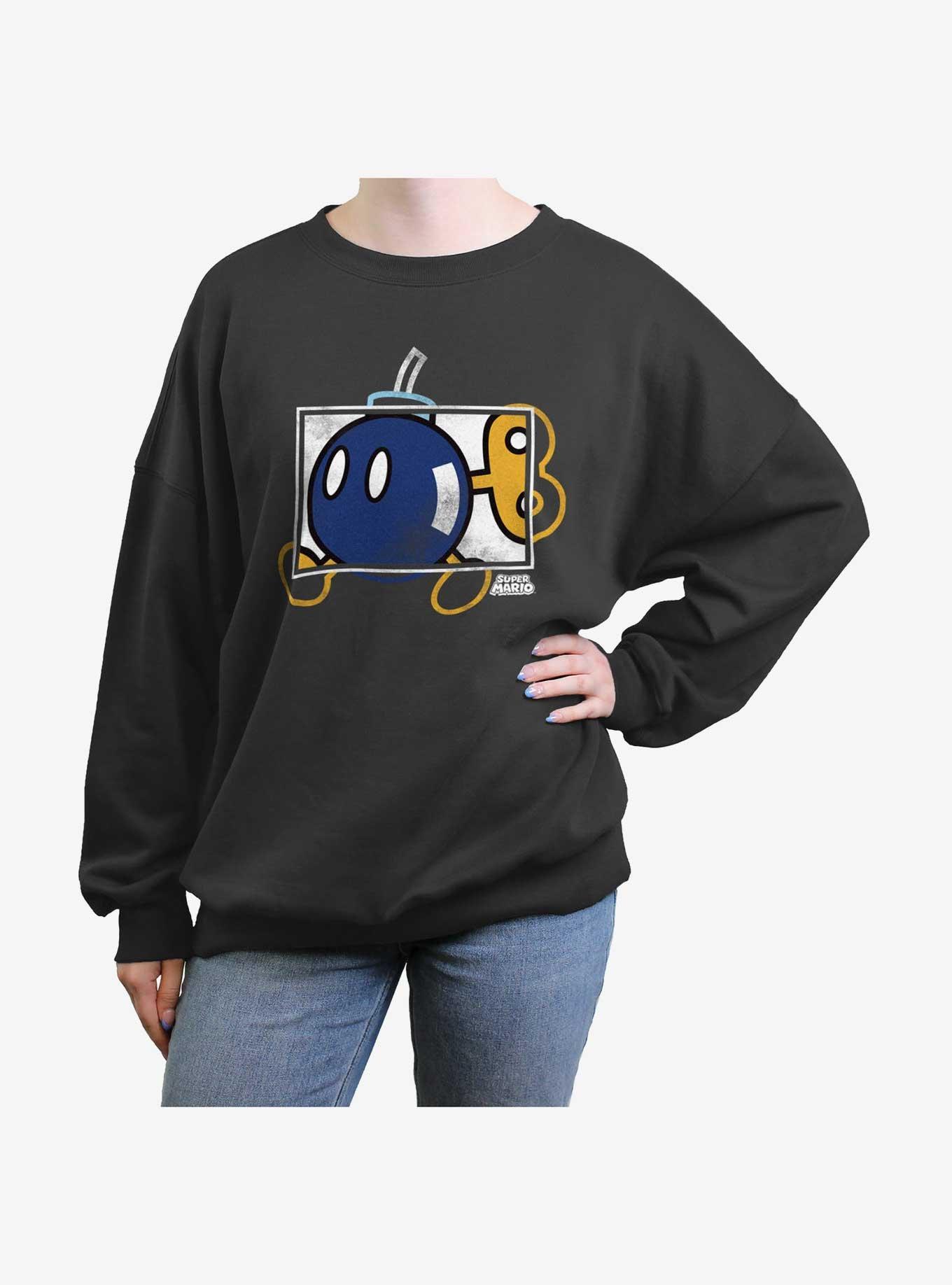 Nintendo Bomb-Hei Box Womens Oversized Sweatshirt, CHARCOAL, hi-res