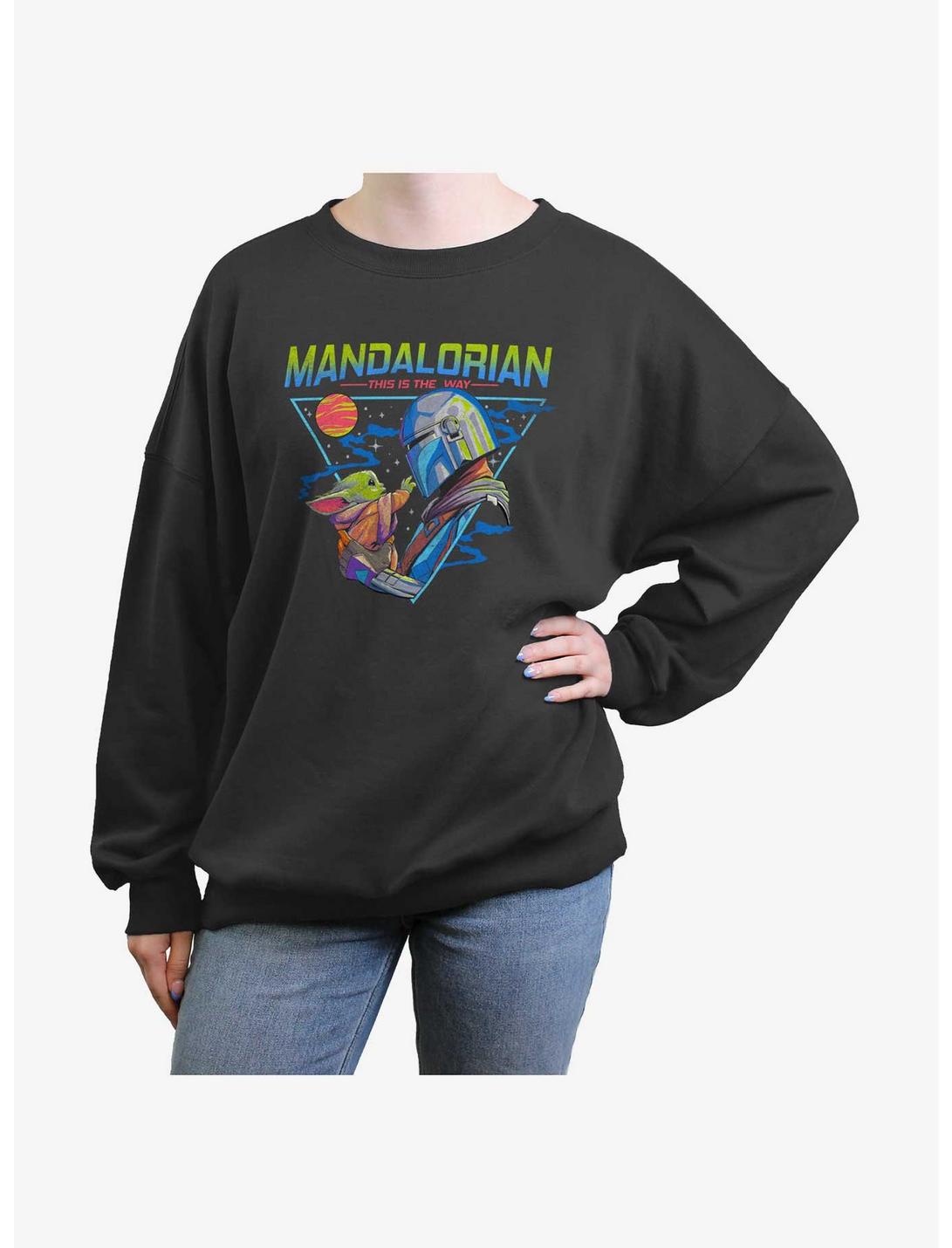 Star Wars The Mandalorian Grogu and Mando Triangle Womens Oversized Sweatshirt, CHARCOAL, hi-res