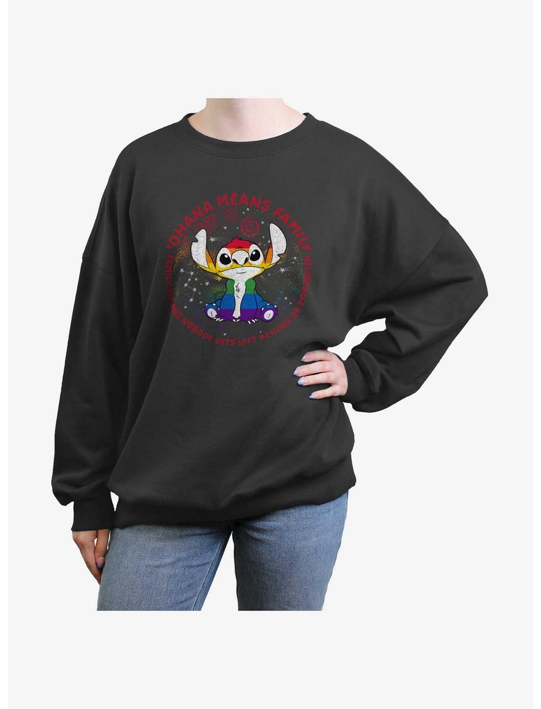 Disney Lilo & Stitch Ohana Pride Womens Oversized Sweatshirt, CHARCOAL, hi-res