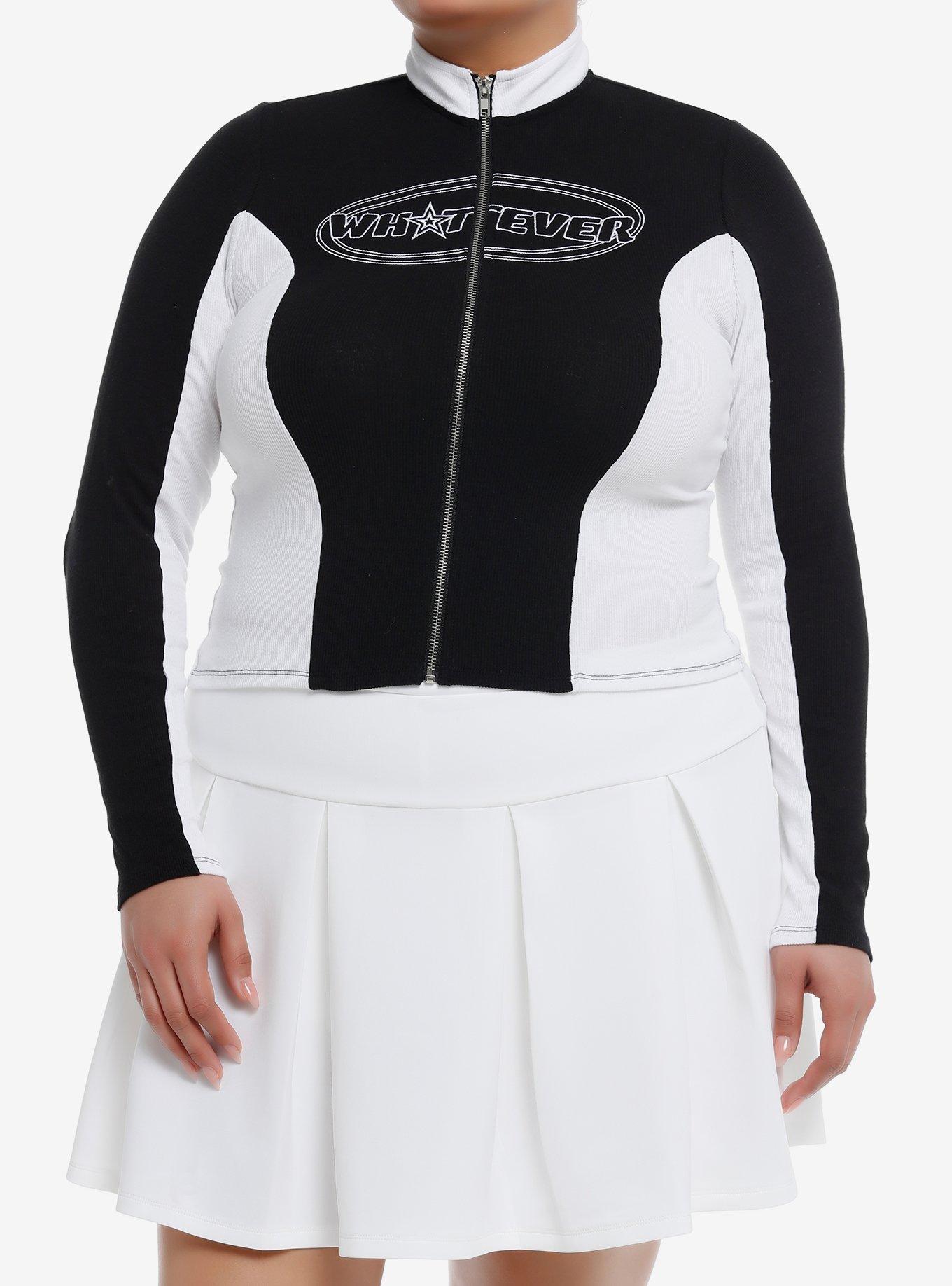 Sweet Society® Whatever Mock Neck Ribbed Zip Girls Top Plus Size, , hi-res
