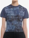 Social Collision® Blue Text Girls Crop T-Shirt, BLACK, hi-res