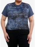 Social Collision® Blue Text Girls Crop T-Shirt Plus Size, BLACK, hi-res
