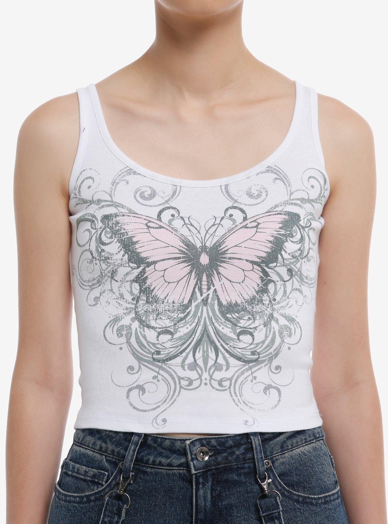 Social Collision® Butterfly Filigree Girls Tank Top