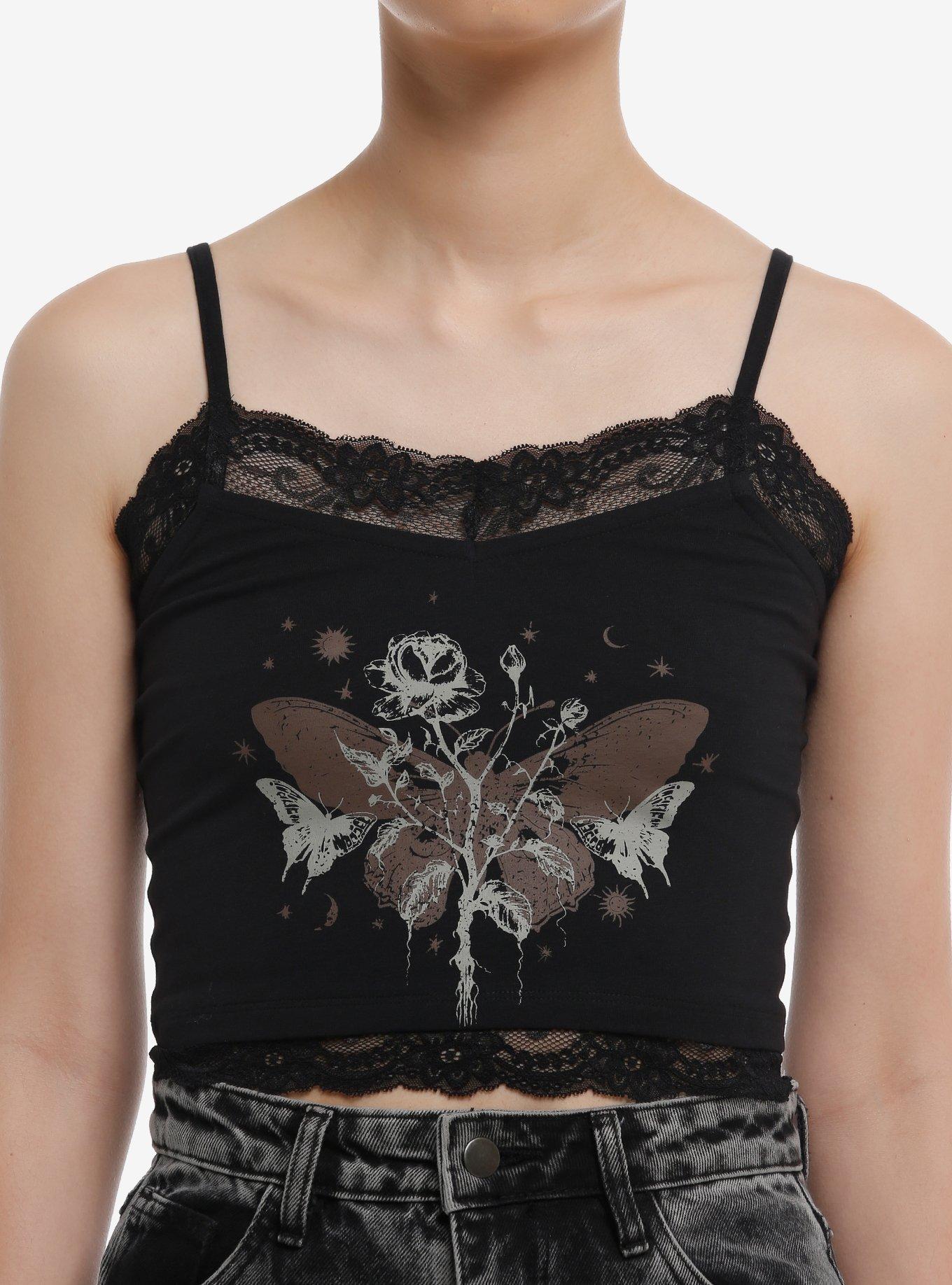 Cosmic Aura® Butterflies Lace Girls Crop Tank Top