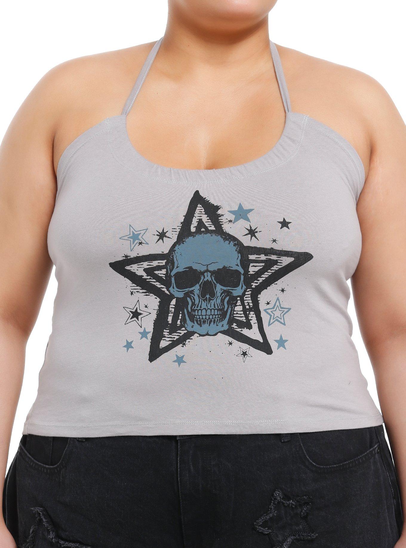 Social Collision Skull & Star Girls Halter Top Plus Size, , hi-res