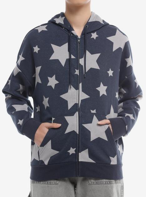 Social Collision Dark Blue & Grey Star Girls Hoodie | Hot Topic