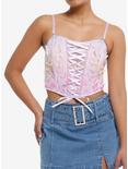 Thorn & Fable® Rainbow Butterfly Pastel Lace-Up Girls Corset Top, MULTI, hi-res