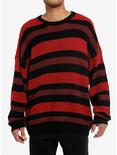 Thorn & Fable™ Red Maroon & Black Stripe Knit Sweater, RED, hi-res