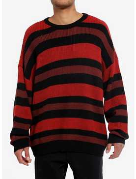 Thorn & Fable™ Red Maroon & Black Stripe Knit Sweater, , hi-res