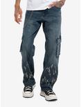 Indigo Flame Cargo Pocket Straight-Leg Jeans, GREY, hi-res