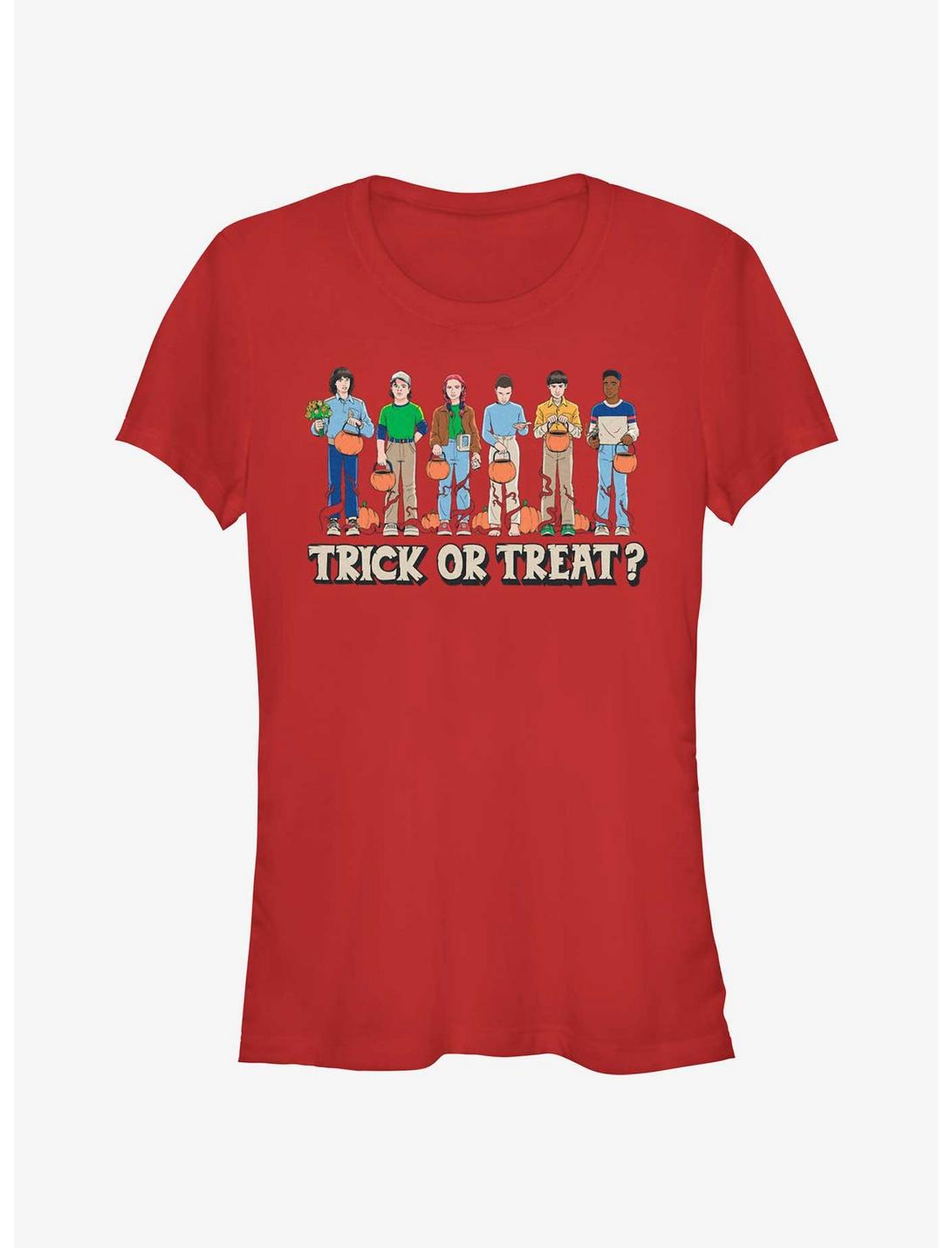 Stranger Things Trick Or Treat Crew Girls T-Shirt, RED, hi-res