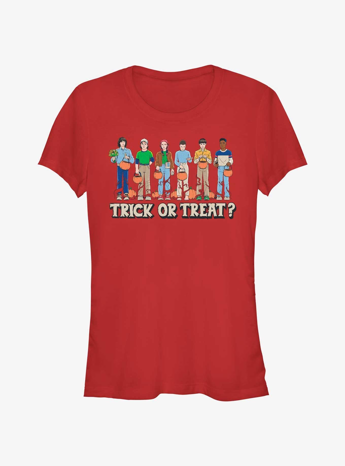 Stranger Things Trick Or Treat Crew Girls T-Shirt, RED, hi-res