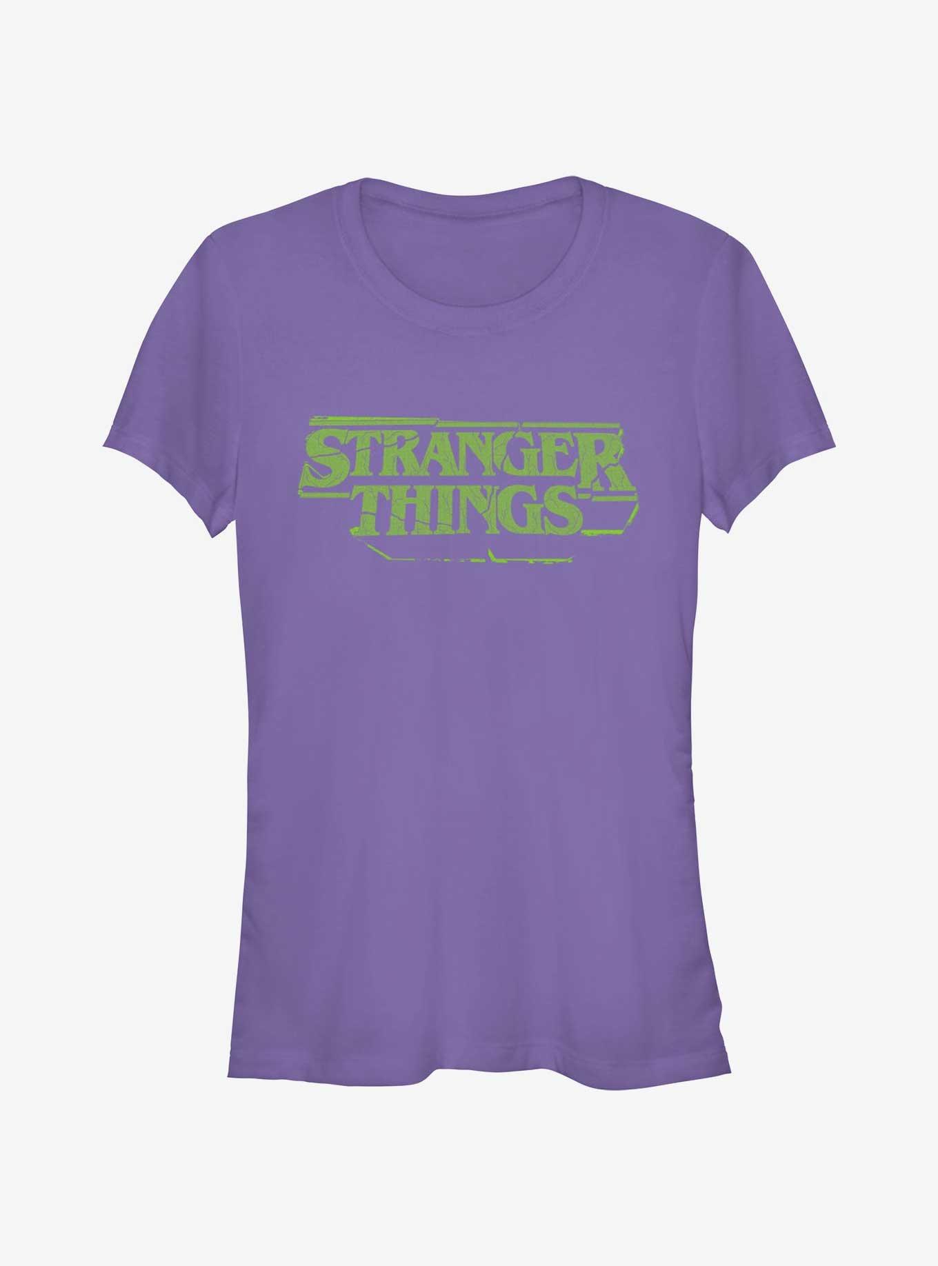 Stranger Things Destructive Logo Girls T-Shirt, PURPLE, hi-res