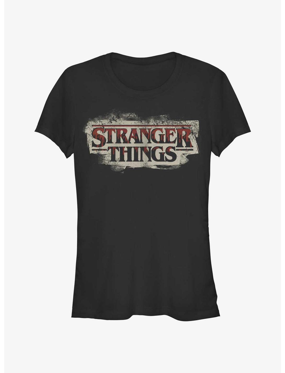 Stranger Things Drippy Blood Logo Girls T-Shirt, BLACK, hi-res