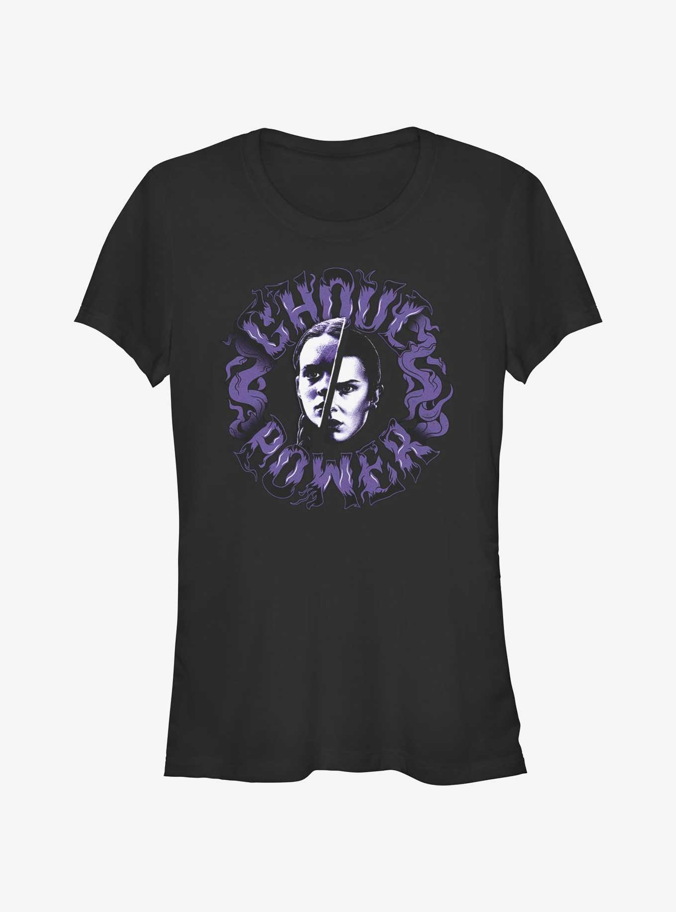 Stranger Things Max and Eleven Ghoul Power Girls T-Shirt, BLACK, hi-res