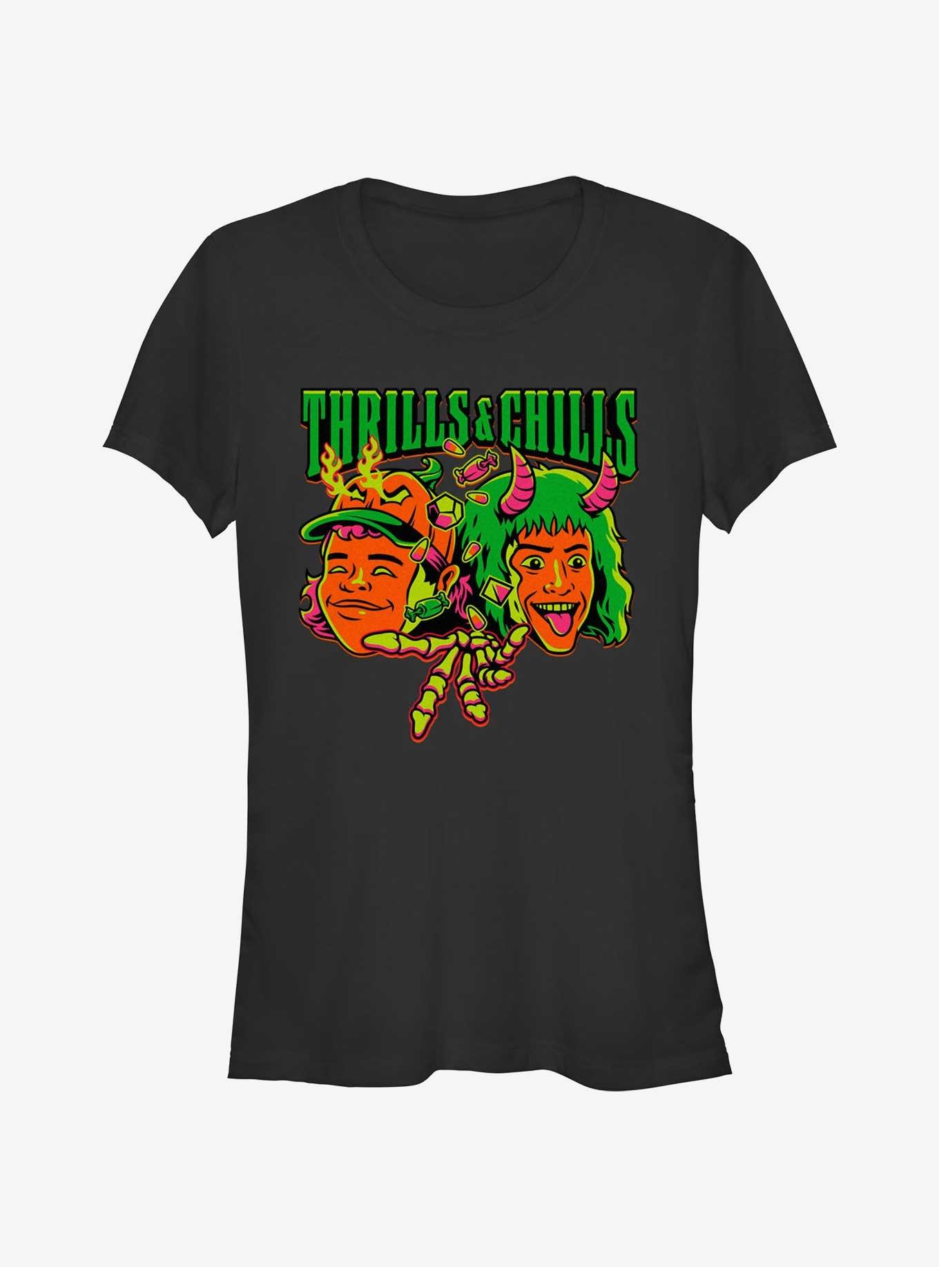 Stranger Things Thrills & Chills Dustin and Eddie Girls T-Shirt, BLACK, hi-res
