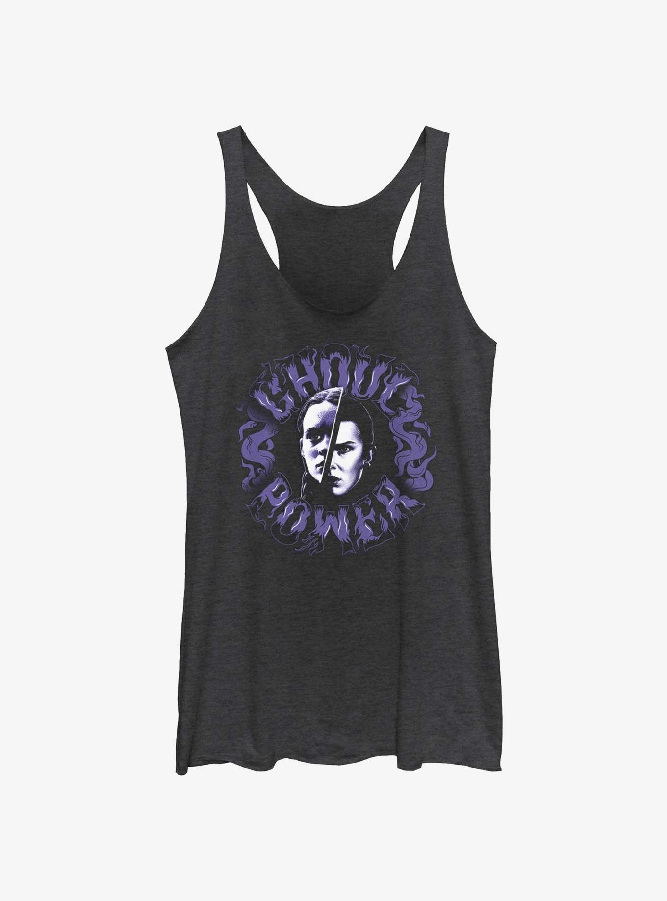 Stranger Things Max and Eleven Ghoul Power Girls Tank, BLK HTR, hi-res