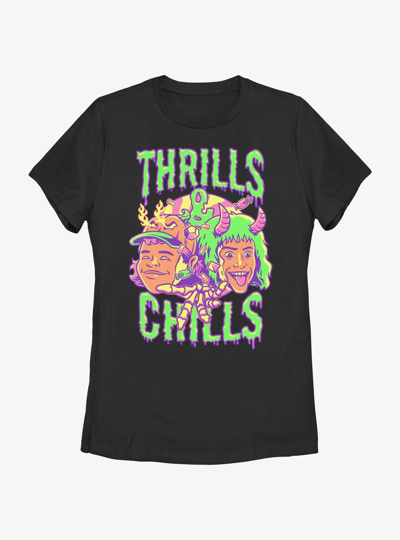 Stranger Things Thrills & Chills Drip Dustin and Eddie Womens T-Shirt, BLACK, hi-res