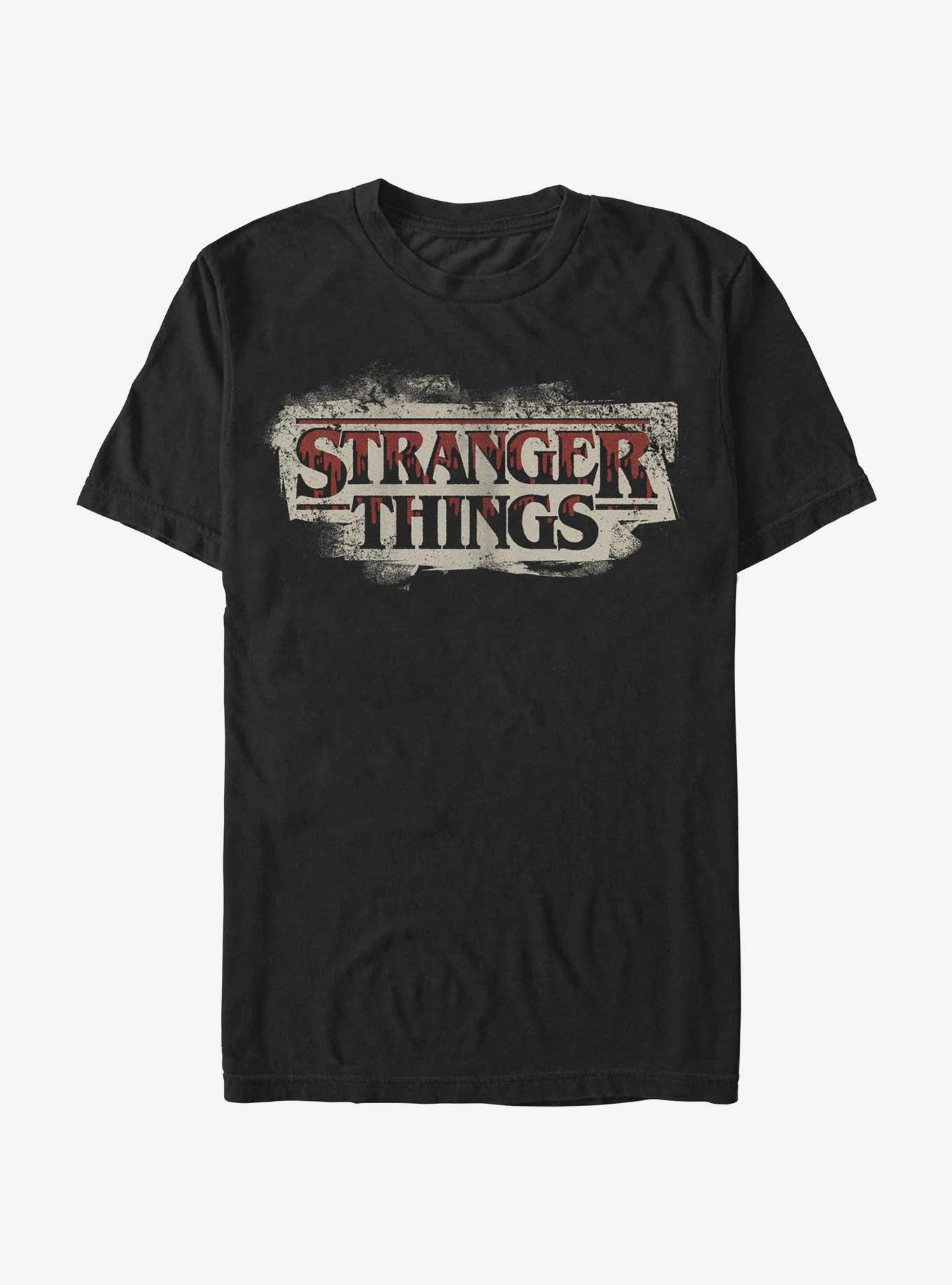 Stranger Things Drippy Blood Logo T-Shirt, BLACK, hi-res