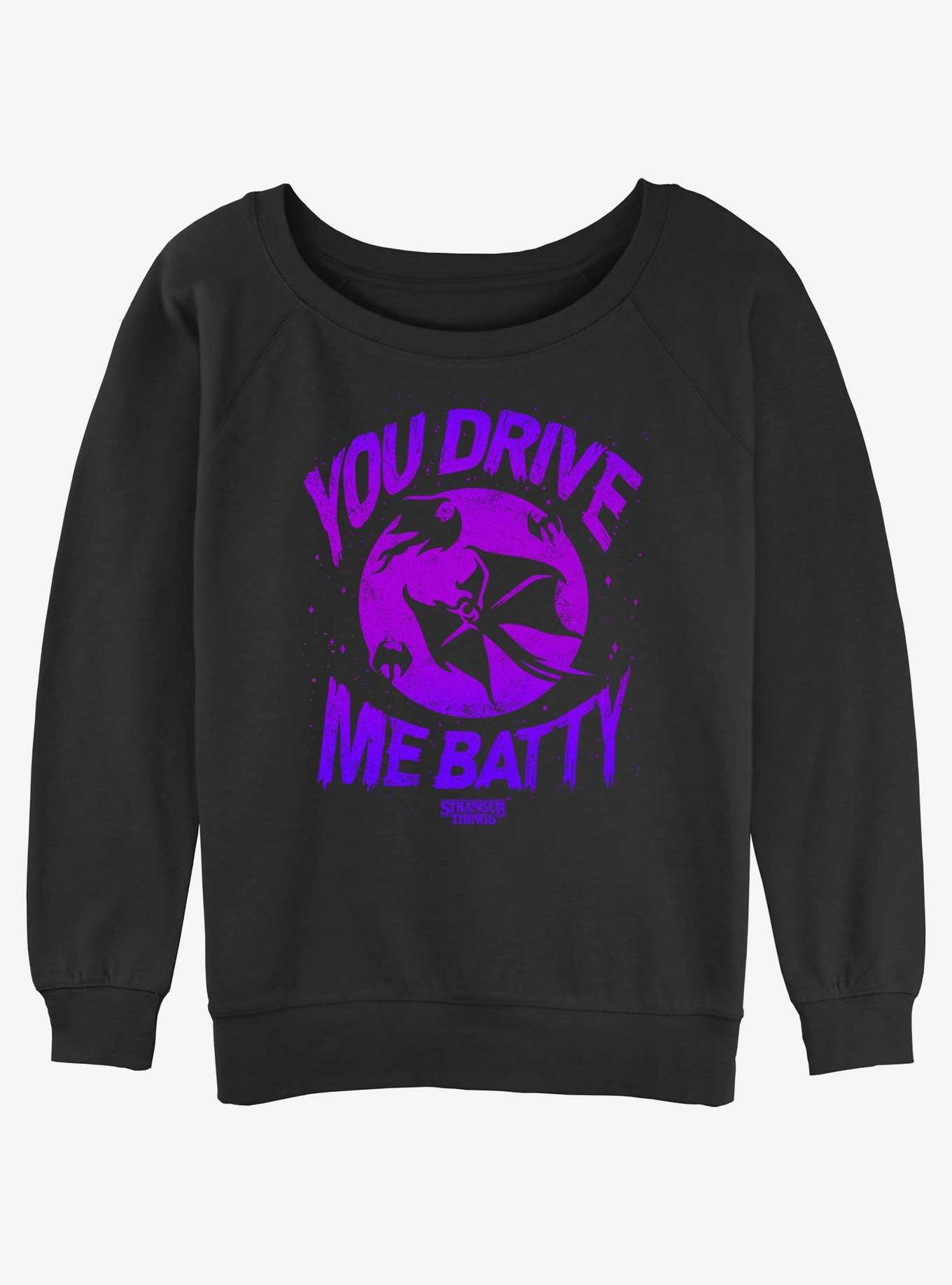 Stranger Things You Drive Me Demo Batty Womens Slouchy Sweatshirt, , hi-res