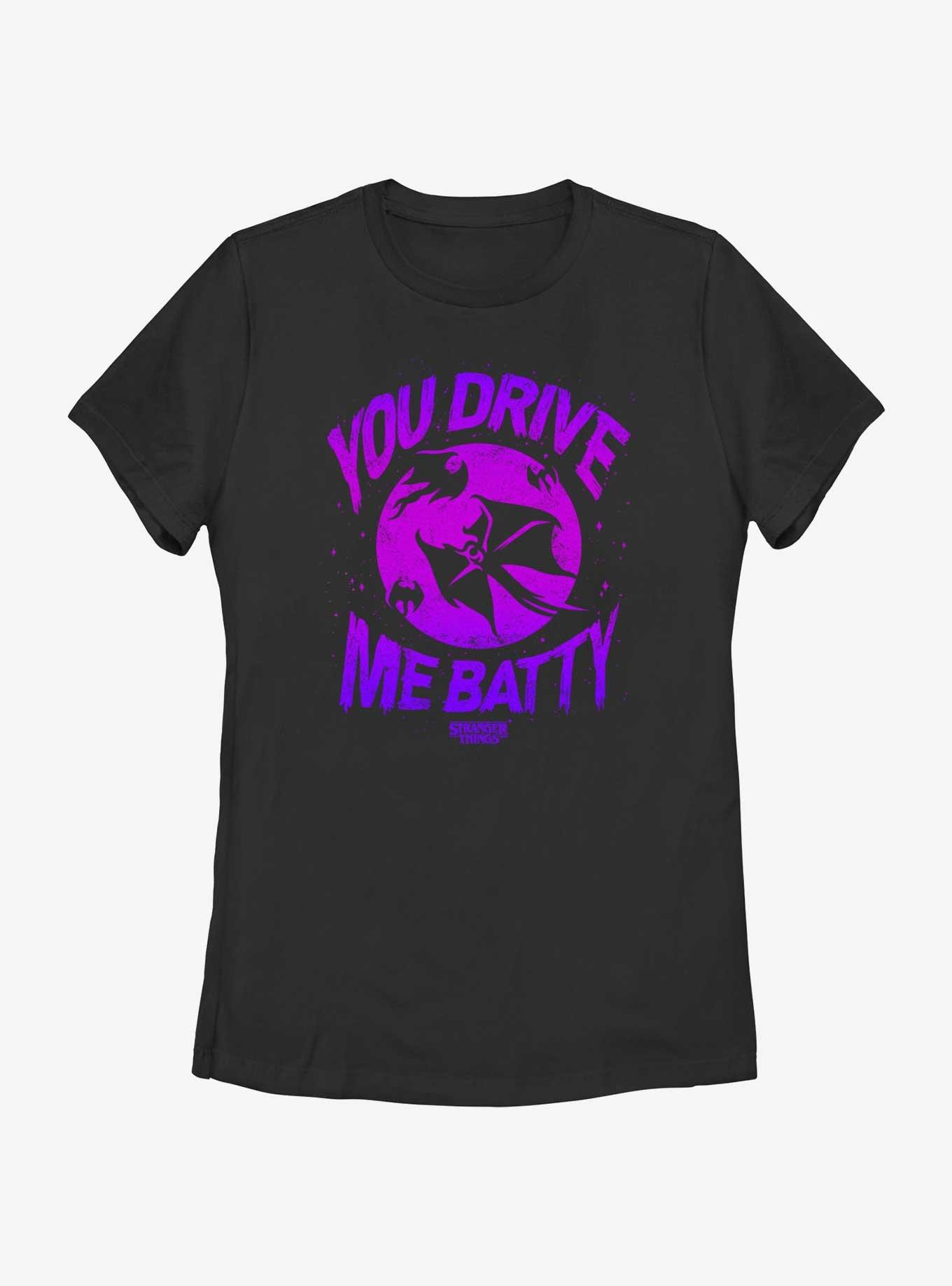 Stranger Things You Drive Me Demo Batty Womens T-Shirt, BLACK, hi-res