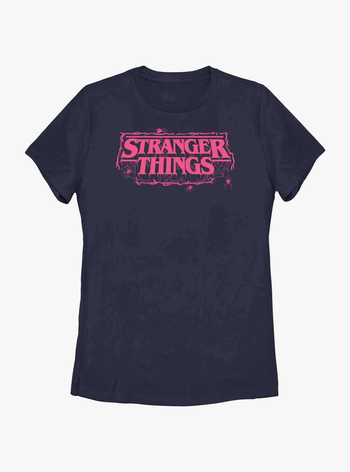 Stranger Things Webbed Logo Womens T-Shirt, NAVY, hi-res
