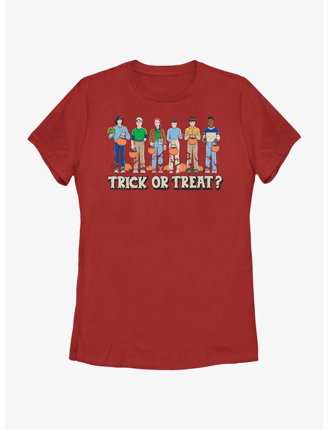 Stranger Things Trick Or Treat Crew Womens T-Shirt, RED, hi-res