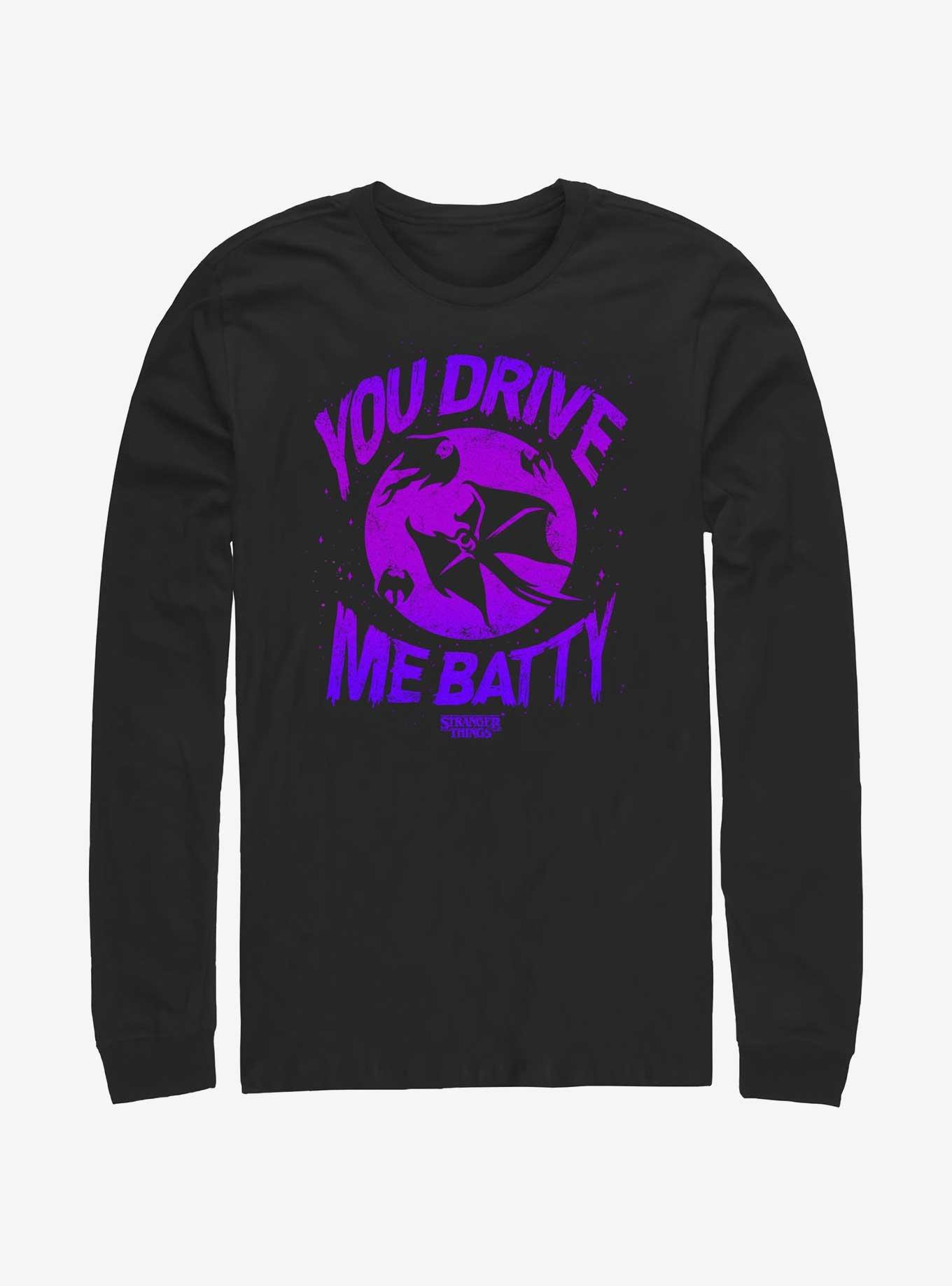 Stranger Things You Drive Me Demo Batty Long-Sleeve T-Shirt, BLACK, hi-res