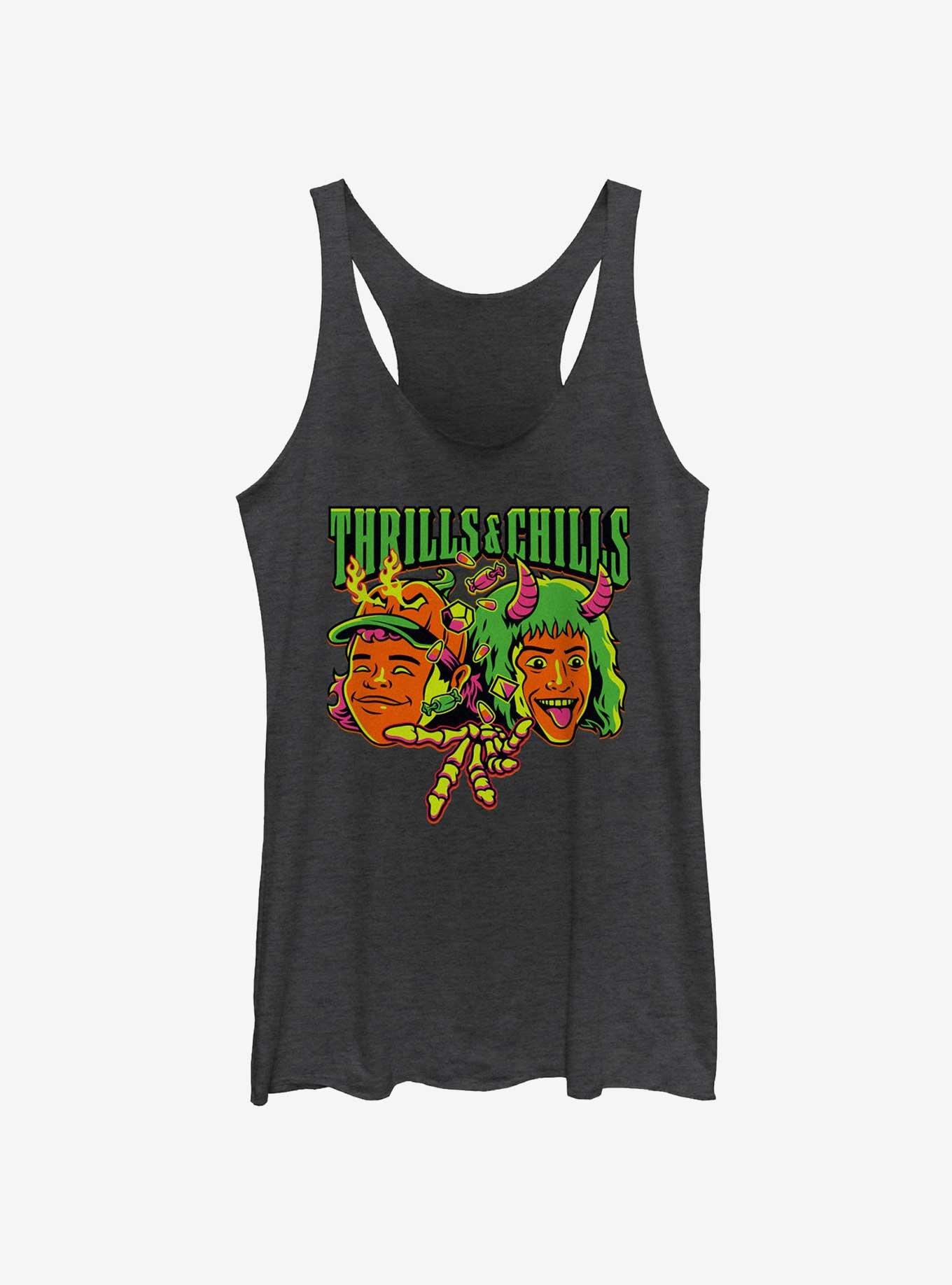 Stranger Things Thrills & Chills Dustin and Eddie Womens Tank Top, BLK HTR, hi-res