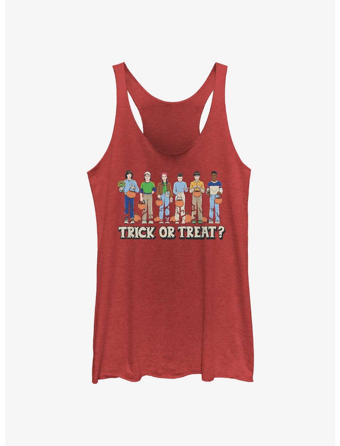Stranger Things Trick Or Treat Crew Womens Tank Top, RED HTR, hi-res