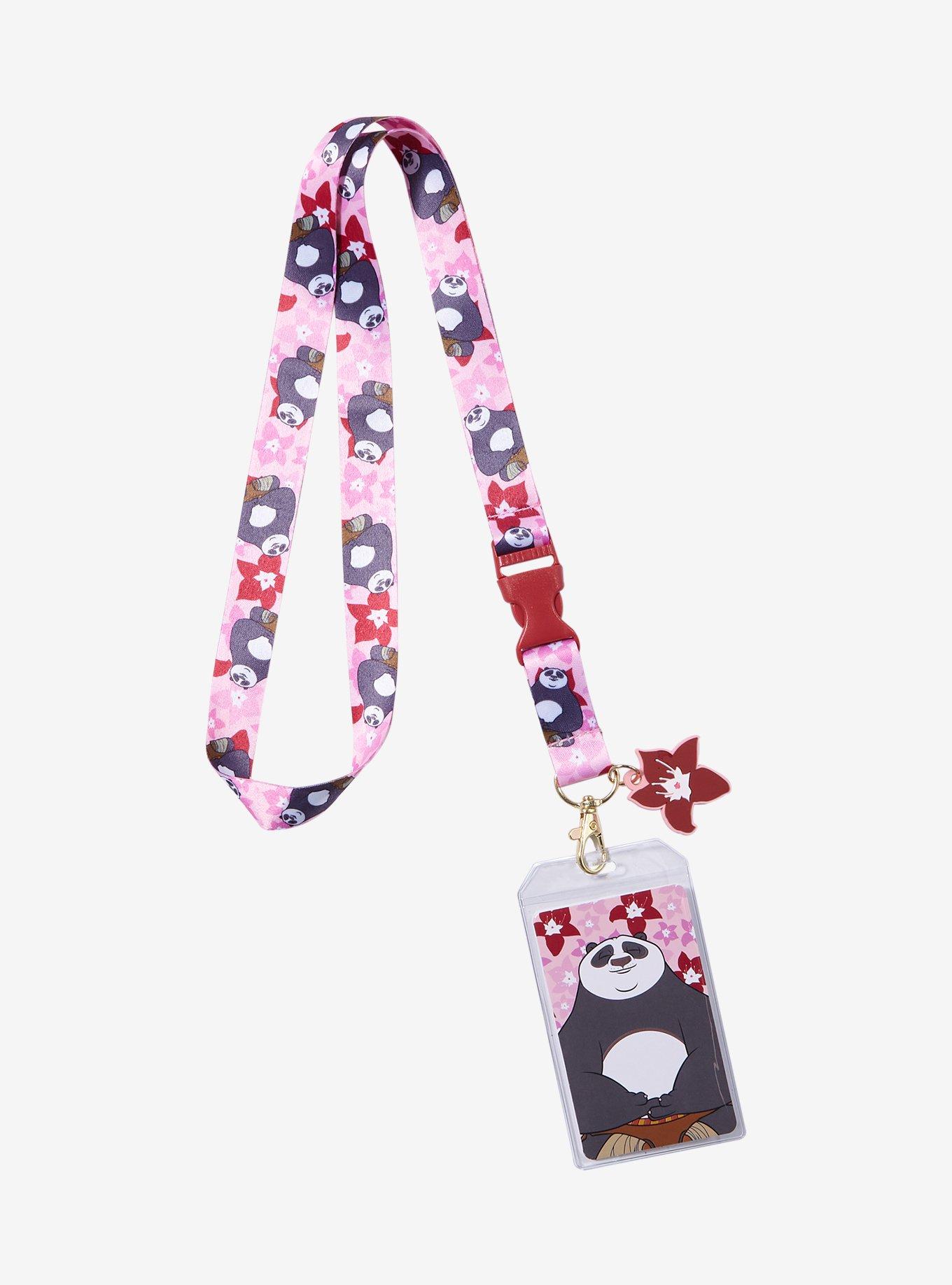 Loungefly Kung Fu Panda Po Cherry Blossom Allover Print Lanyard - BoxLunch Exclusive, , hi-res