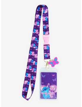 Disney Lilo & Stitch Angel Hearts and Butterflies Lanyard — BoxLunch Exclusive, , hi-res