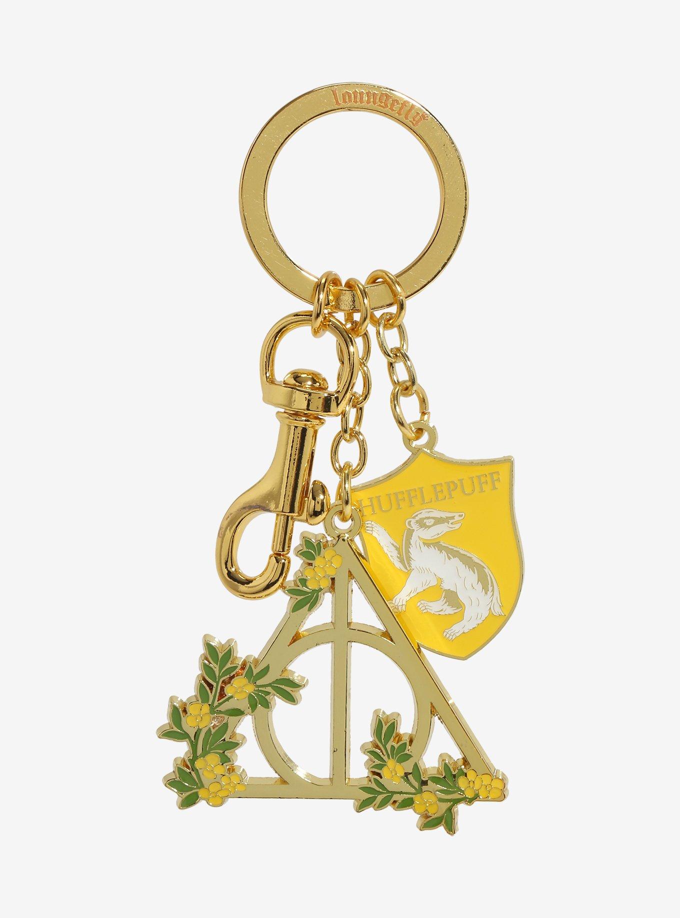 Loungefly Harry Potter Deathly Hallows Hufflepuff Multi-Charm Keychain — BoxLunch Exclusive, , hi-res