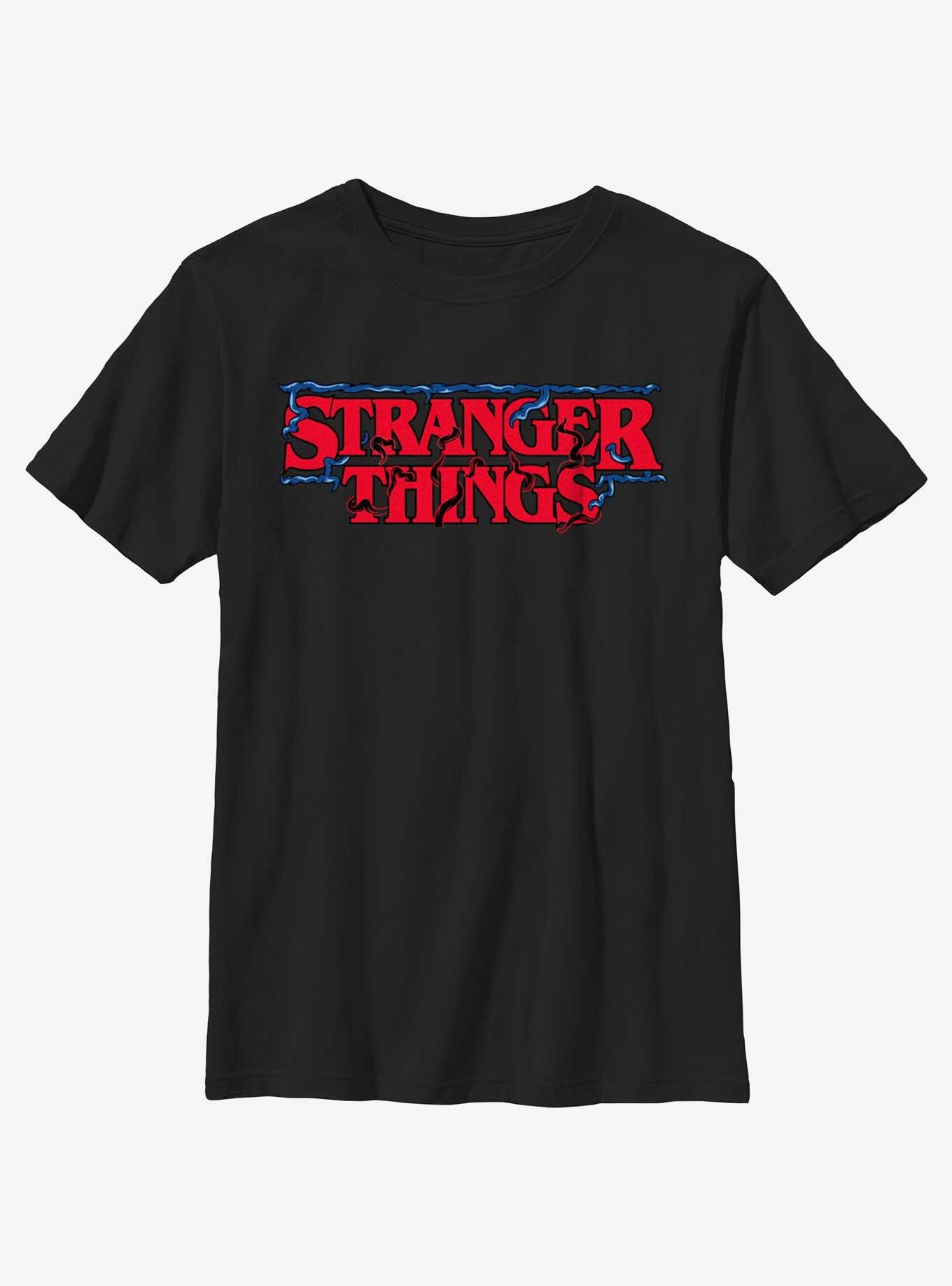 Stranger Things Intertwined Vines Logo Youth T-Shirt, BLACK, hi-res
