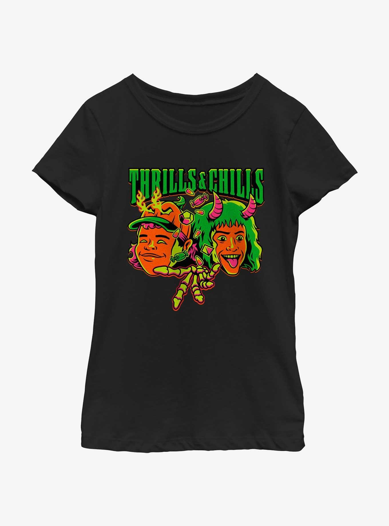 Stranger Things Thrills & Chills Dustin and Eddie Youth Girls T-Shirt, BLACK, hi-res