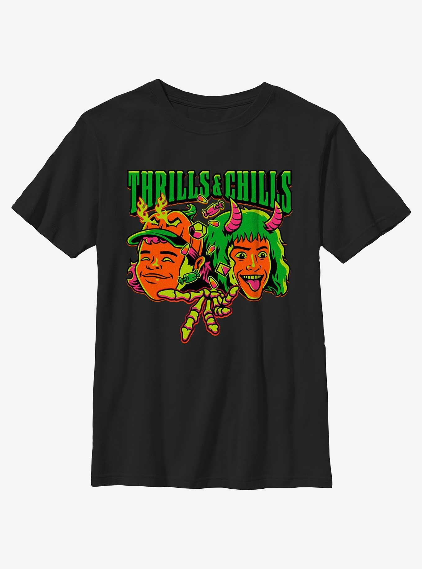 Stranger Things Thrills & Chills Dustin and Eddie Youth T-Shirt, BLACK, hi-res