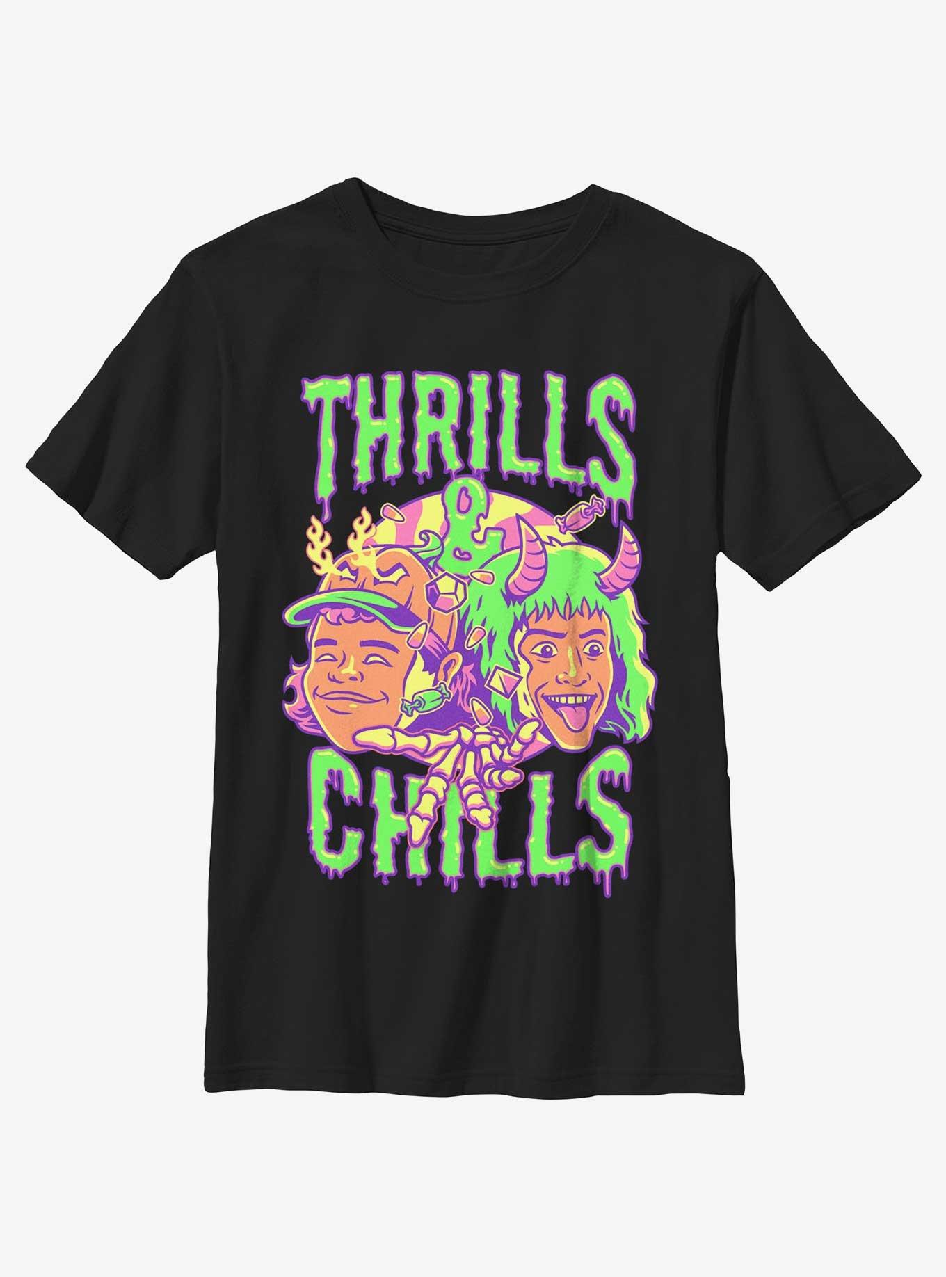 Stranger Things Thrills & Chills Drip Dustin and Eddie Youth T-Shirt, BLACK, hi-res