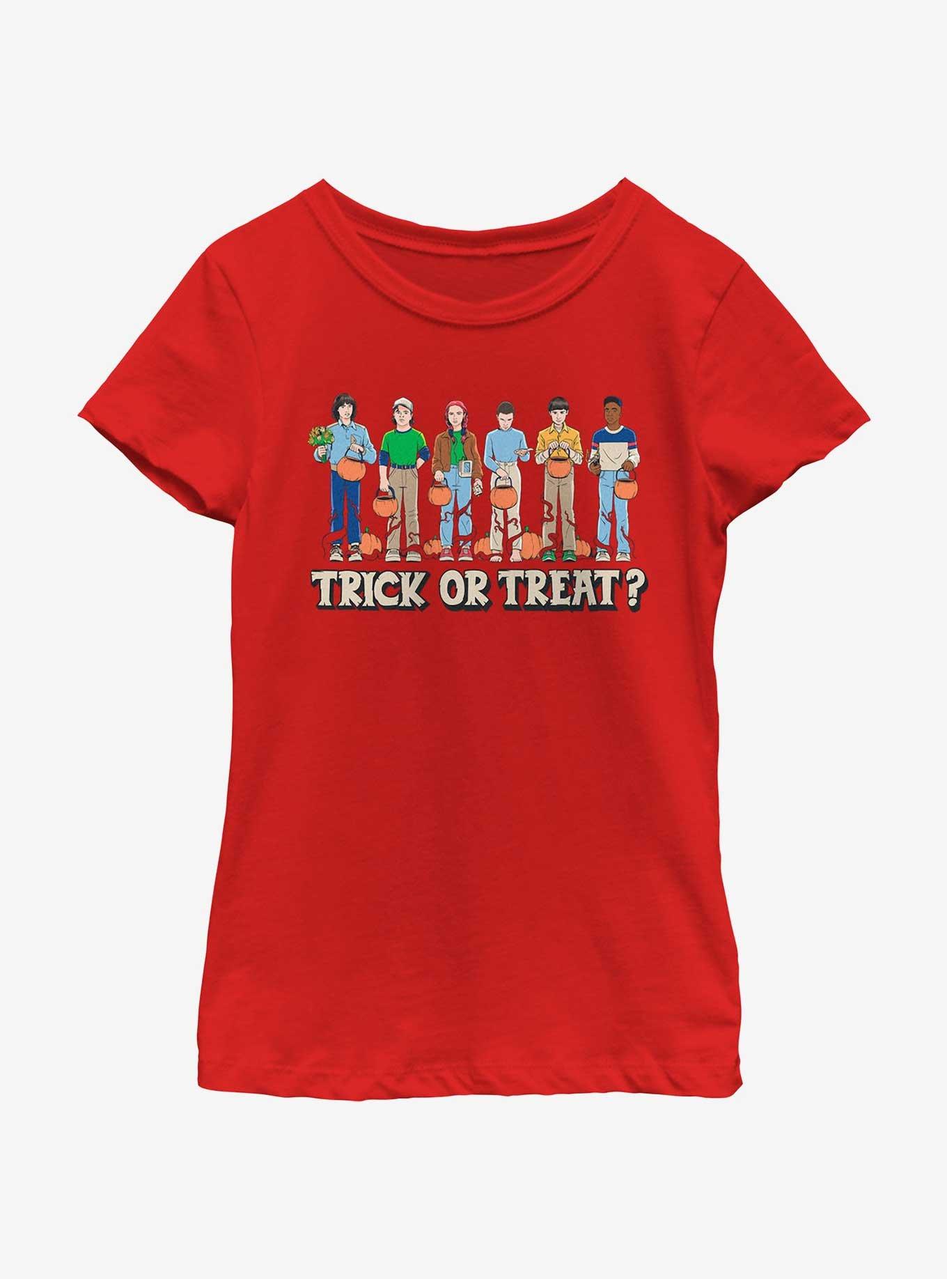Stranger Things Trick Or Treat Crew Youth Girls T-Shirt, RED, hi-res