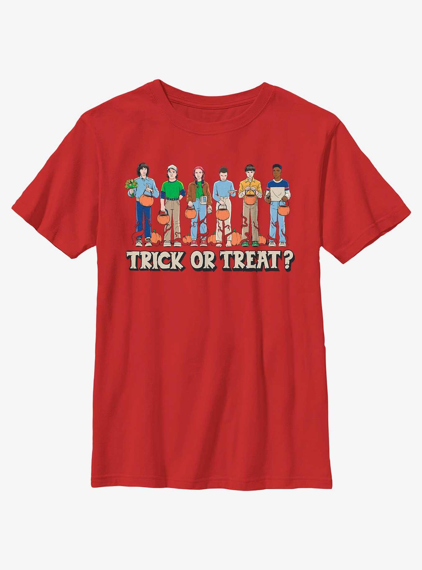 Stranger Things Trick Or Treat Crew Youth T-Shirt, RED, hi-res