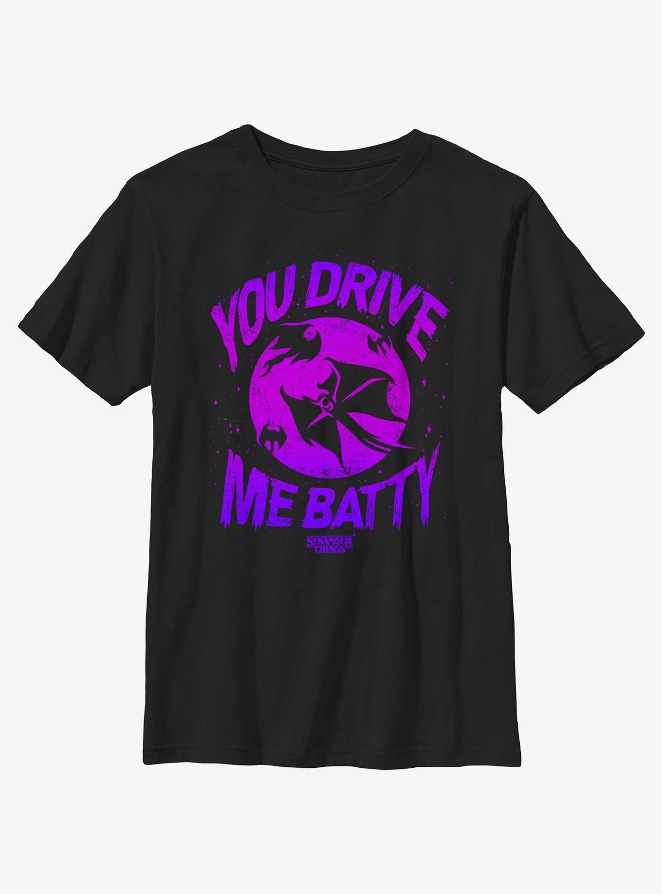 Stranger Things You Drive Me Demo Batty Youth T-Shirt, BLACK, hi-res