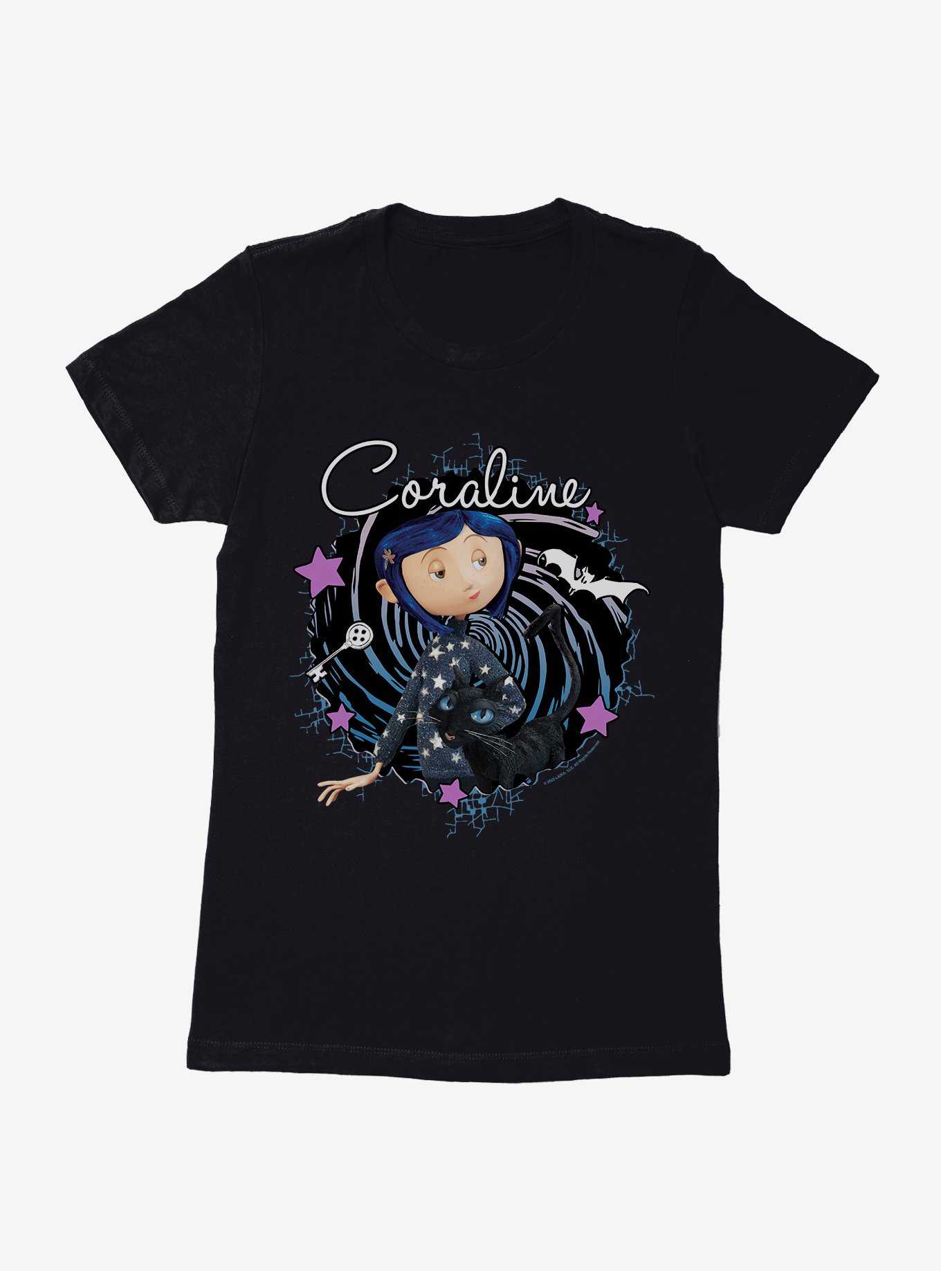 Coraline The Cat Swirl And Stars Womens T-Shirt, , hi-res