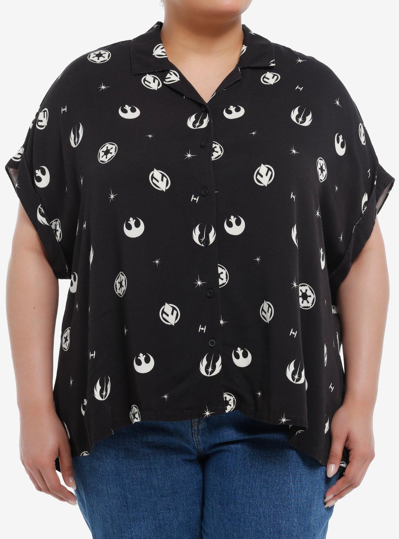 Her Universe Star Wars Icons Dolman Woven Button-Up Plus Size Her Universe Exclusive, MULTI, hi-res