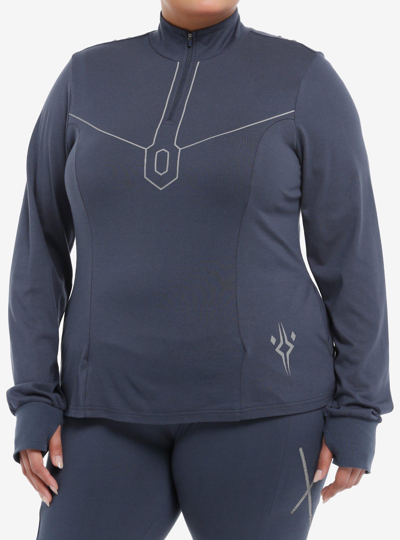 Her Universe Star Wars Ahsoka Tano Quarter Zip Active Long-Sleeve Top Plus Size Her Universe Exclusive, NAVY, hi-res