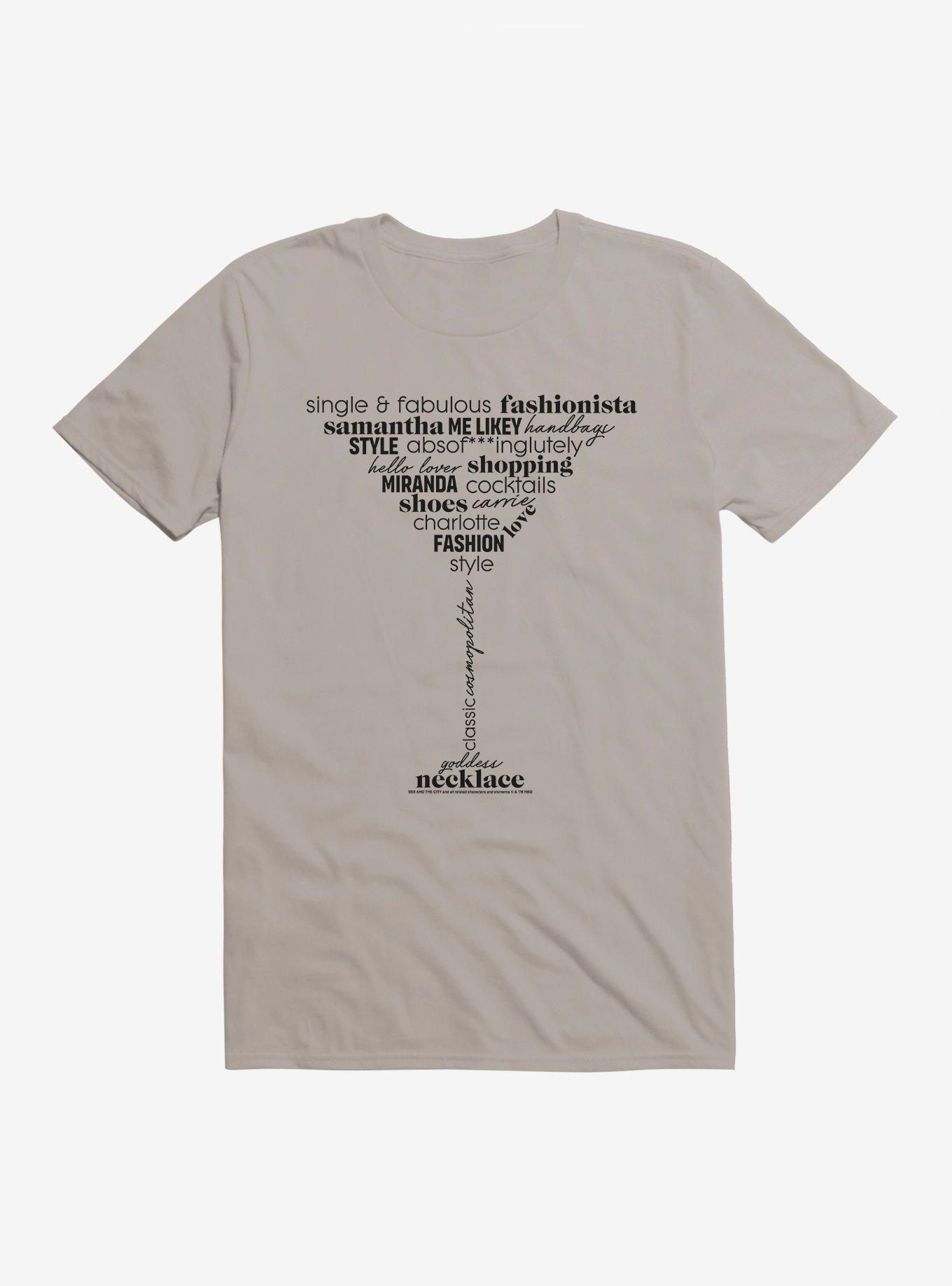 Sex And The City Martini Glass T-Shirt, LIGHT GREY, hi-res