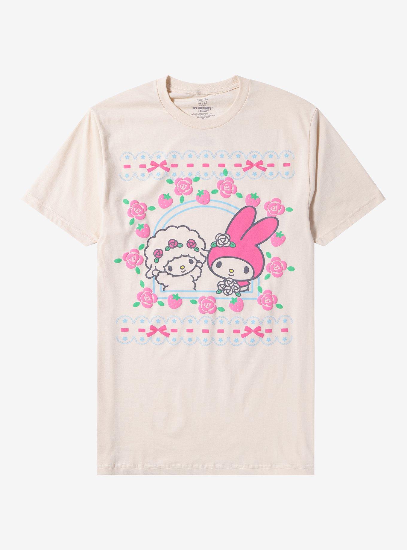 My Melody & My Sweet Piano Flower Coquette Boyfriend Fit Girls T-Shirt