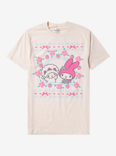 My Melody & My Sweet Piano Flower Coquette Boyfriend Fit Girls T-Shirt ...