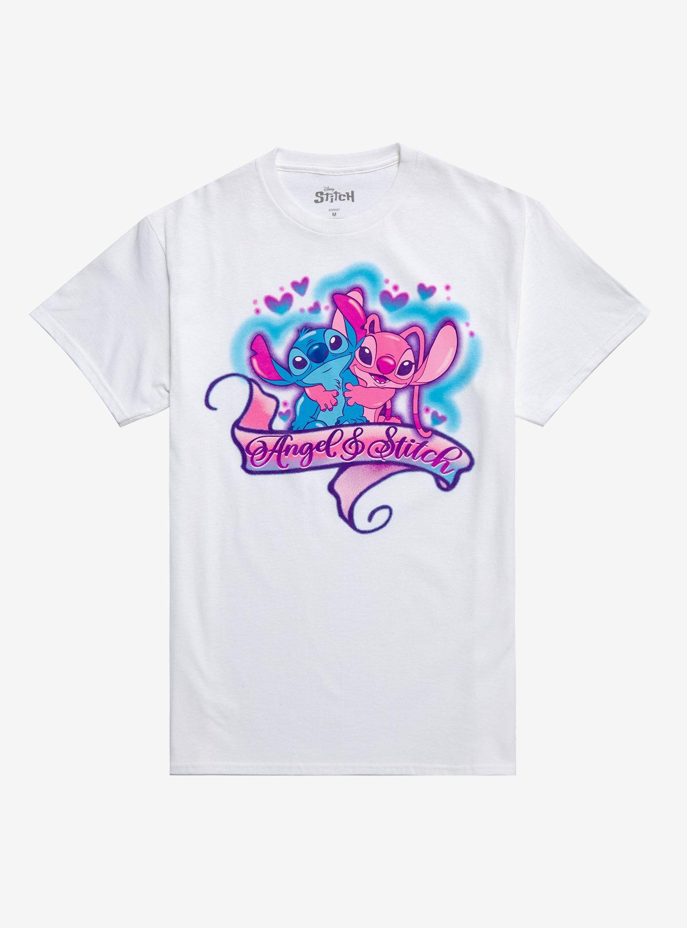 Disney Lilo And Stitch Big Angel Youth Girls T-Shirt - PINK