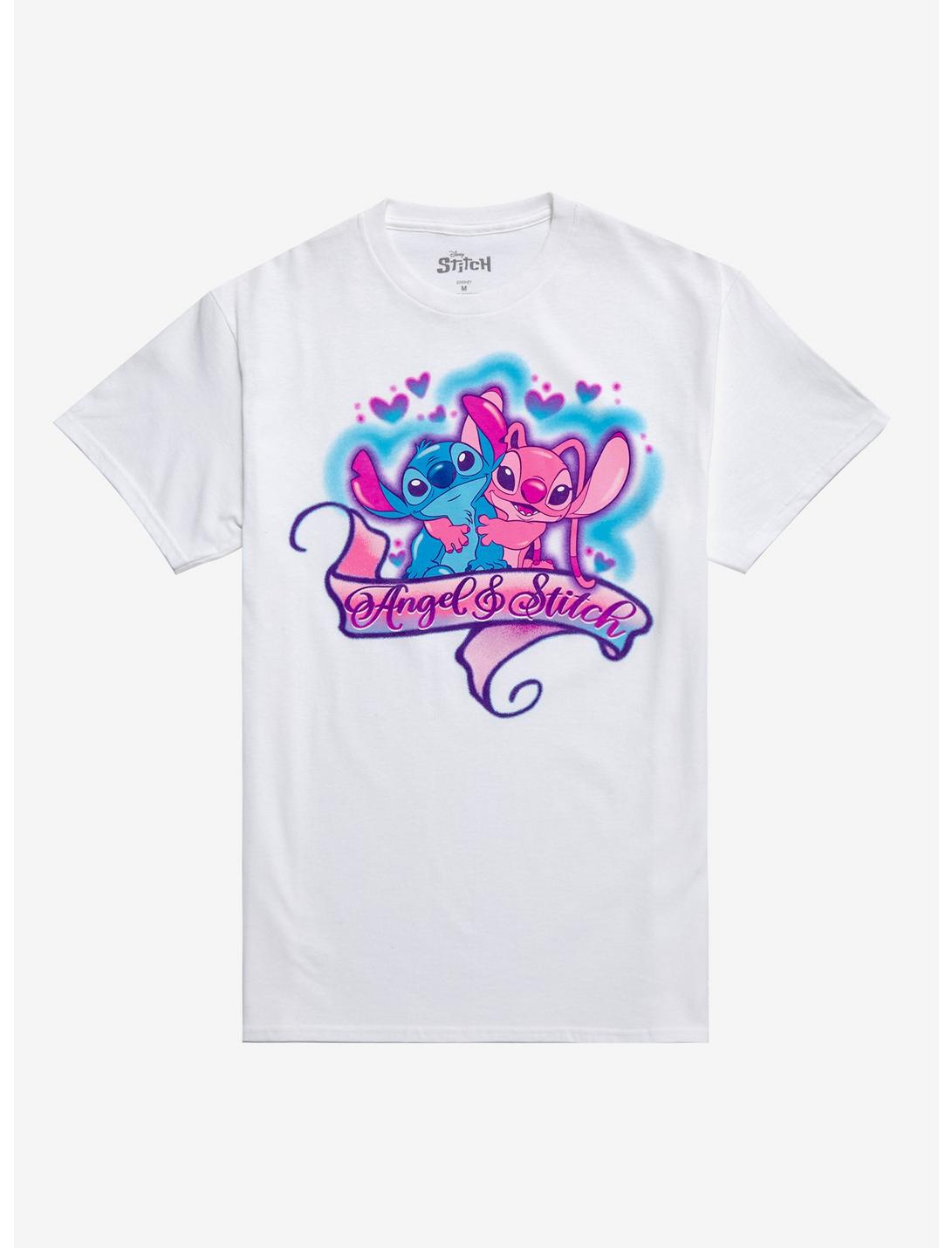Disney Stitch & Angel Airbrush-Style Boyfriend Fit Girls T-Shirt, MULTI, hi-res